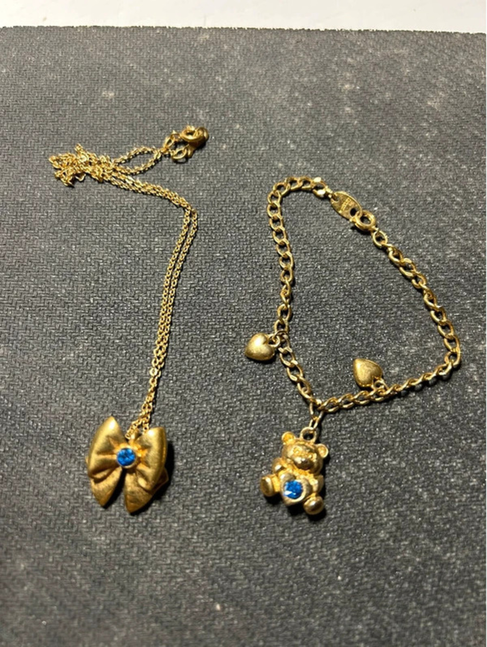 Vintage Avon kids birthstone necklace and charm bracelet